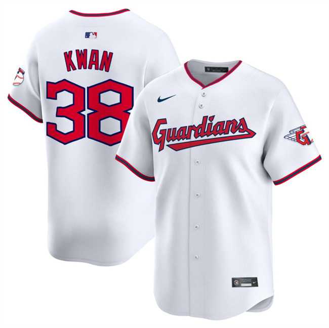 Mens Cleveland Guardians #38 Steven Kwan White Home Limited Stitched Jersey Dzhi
